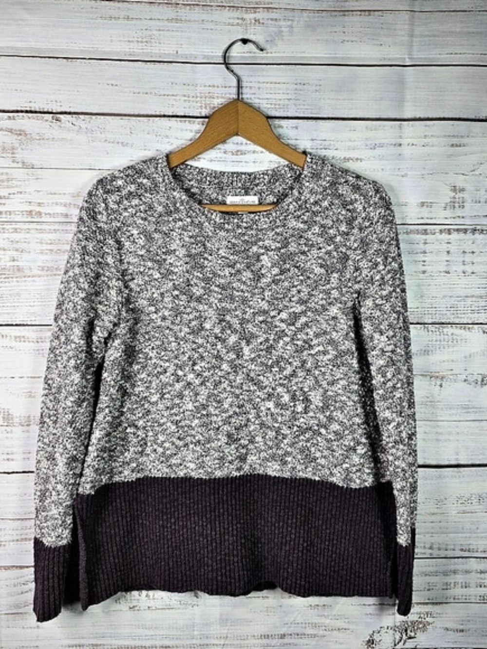 LL Bean Signature Cotton Linen Colorblock Knit Sweater Women’s Small